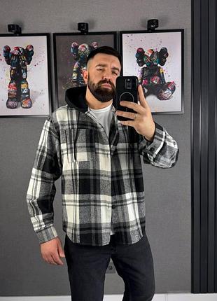 Мужская рубашка в клетку на весну, размеры: m/l, l/xl, xl/xxl графитовый