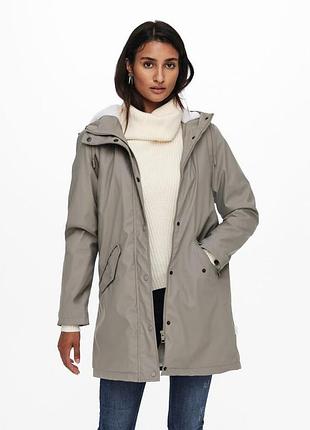 Куртка onlsally raincoat cc otw 15206116-brushed nickel-detail:white teddy only m сірий 15206116-brushed nickel-d