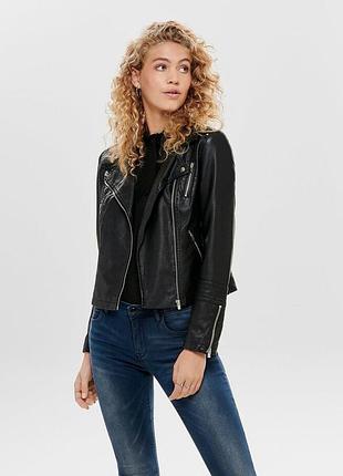 Куртка зі штучної шкіри onlgemma faux leather biker otw noos 15153079-black only 34 чорний 15153079-black