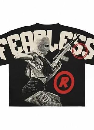 Стильна футболка fearless з принтом, літня у стилі y2k / streetwear