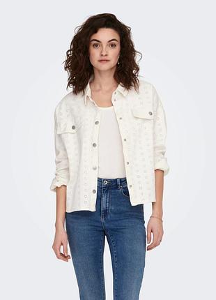 Сорочка onluma-terese l/s emb shirt pnt 15291494-cloud dancer only l білий 15291494-cloud dancer