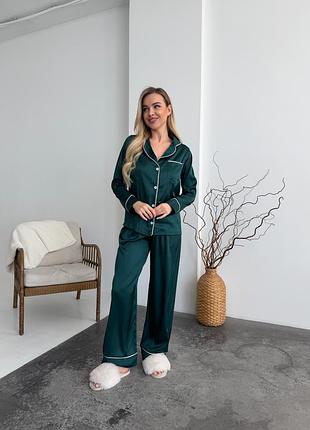 Комплект жіночий сорочка та штани margaret collection l-xl смарагд