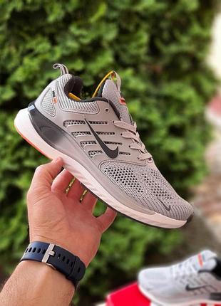 Чоловічі літні кросівки nike zoom winflo світло сірі з помаранчевим кросівки найк зум вінфло наскрізна сітка 44(28см)