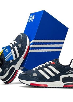 Мужские кроссовки adidas zx 750 navy red white синие адидас удобные повседневные кроссы из натуральной кожи и замши весна лето 45