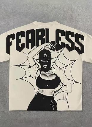 Стильна біла молодіжна футболка fearless у стилі y2k | streetwear