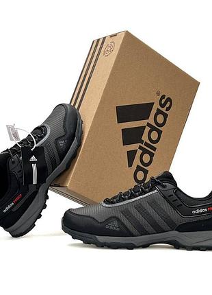 Мужские кроссовки водонепроницаемые adidas climaproof waterproof серые кроссы адедас демисезонные натуральная кожа и текстиль 44