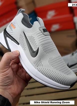 Женские кроссовки nike shield running zoom свет серые с черным текстиль сетка найк шилд ранинг зум на весну, лето, осень 41(26.5см)