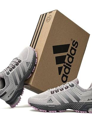 Женские кроссовки adidas marathon серые легкие качественные для отдыха и спорта летние сеточка популярные беговые ададас марафон 40