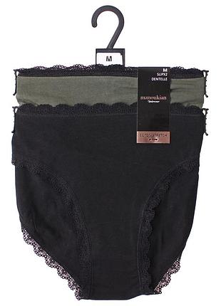 Трусы manoukian slips x2 femme черный, хаки женщины l