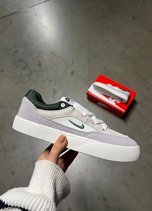 Кеды мужские nike sb skate shoes white grey green, кроссовки найк сб скейт серо-бежевые с зеленым