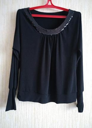 Черная женская блуза с рукавами,🧥🧥🧥