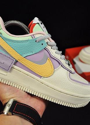 Кросівки жіночі nike air force 1 shadow beige purple turquoise yellow 38