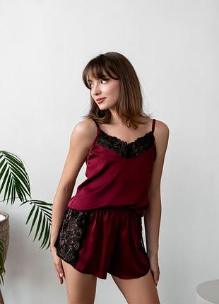 Комплект жіночий майка та шорти wendy collection s бордо