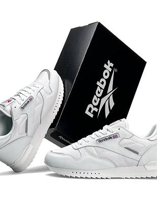 Чоловічі кросівки reebok classic new білі кроси шкіряні рібок класік нью текстильні дихаючі весна літо 44