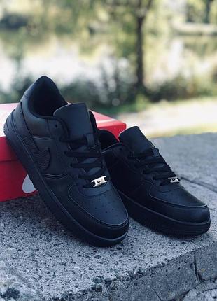 Nike air force leather black кроссовки найк аир форс найк кросовки кожаные осенние черные 39, 44