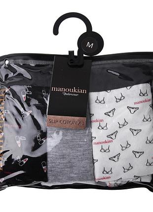 Труси manoukian slips-x3-femme світло-сірий, чорний, білий жінки xl