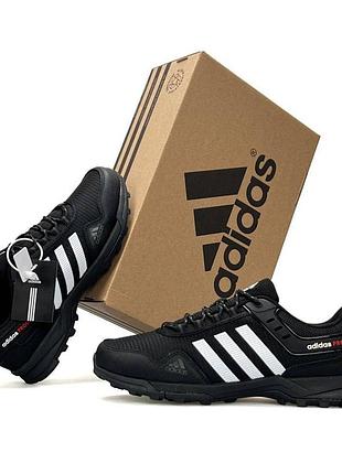 Мужские кроссовки водонепроницаемые adidas climaproof waterproof черно белые кроссы адедас демисезонные кожа и текстиль 42
