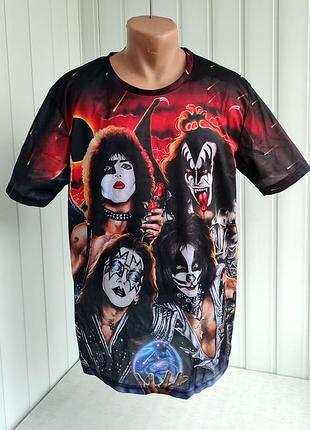 Футболка с принтом рок-группы kiss. размер l.