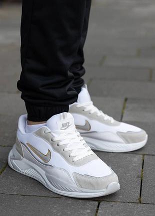 Мужские кроссовки nike racer white silver спортивные кроссовки найк рейсер белые с бежевым