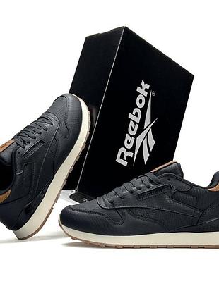Чоловічі кросівки шкіряні reebok classic leather сині стильні кроси рібок класік на весну літо в'єтнам 45