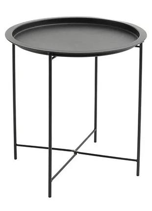 Журнальный стол скандинавский skand-01 черный в50/ø47 • круглый приставный столик для гостиной, спальни, дивана и современного