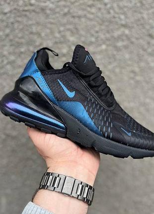 Кроссовки nike 270 найк черные с синим для мужчин и женщин идеально длч спорта и на каждый день
