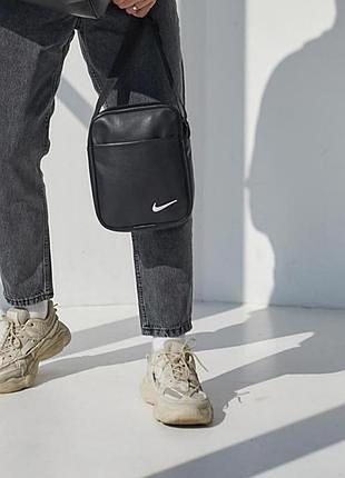 Сумка черная nike Эко кожа сумка найк сумка мужская сумка через плечо борсетка кожаная борсетка найк 6