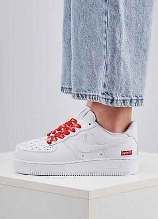 Кроссовки nike air force 1 supreme для мужчин женщин стильная обувь для найк эир форс суприм белые