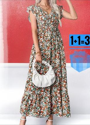 Довга сукня в квітковий принт shein m