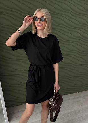 Літня сукня в рубчик плаття з поясом з коротким рукавом 9049 fg