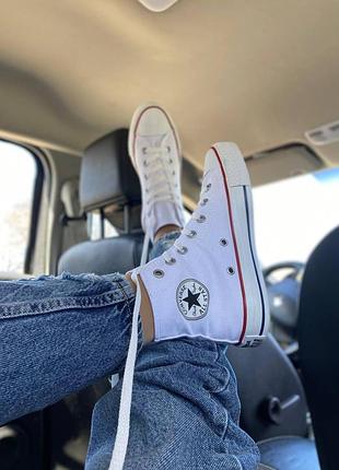 Женские кеды converse all star конверс олл стар белые из текстиля для повседневной носки