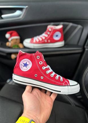 Женские кеды converse all star конверс олл стар высокие красного цвета для весны и лета