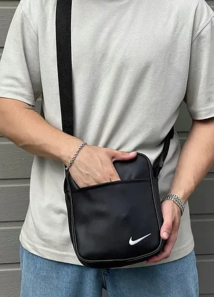Сумка через плече чорна nike, месенджер чоловічий, барсетка шкіряна найк 3