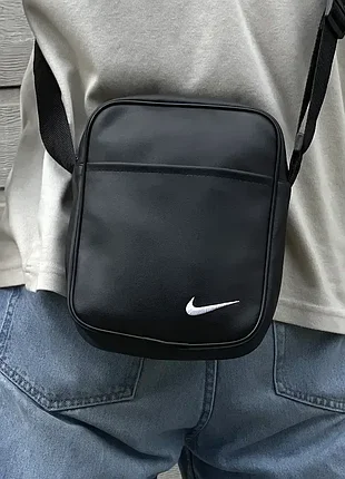 Сумка через плече чорна nike, месенджер чоловічий, барсетка шкіряна найк 4