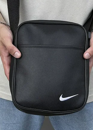 Сумка через плече чорна nike, месенджер чоловічий, барсетка шкіряна найк 5