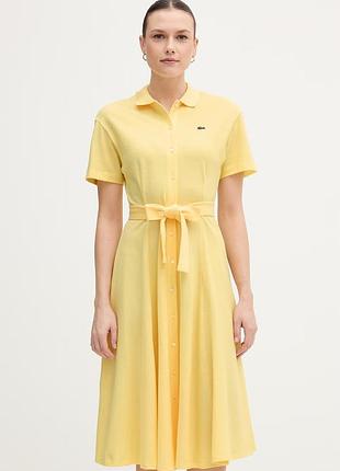 Urbanshop com ua lacoste летнее платье хлопковое желтое однотонное ef9621 размеры запитуйте