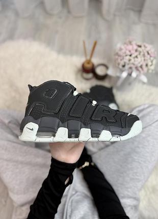 Кросівки nike air more uptempo найк еїр мор аптемп темно-сірі чоловічі зручні об'ємні дутики