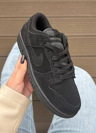 Кроссовки nike sb dunk total black для мужчин и женщин удобная спортивные кеды для повседневной носки