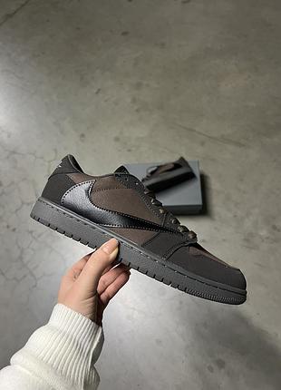 Кроссовки nike travis scott x jordan 1 retro low og sp brown, кеды мужские найк треви скотт джордан 1 ретро