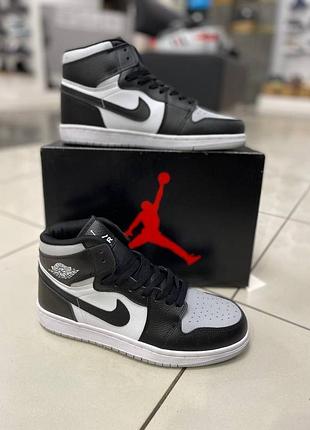 Высокие кроссовки nike air jordan 1 найк эйр джордан 1 черные для мужчин