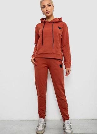 Спортивний костюм жіночий двонитка, колір теракотовий, 214r1419-004