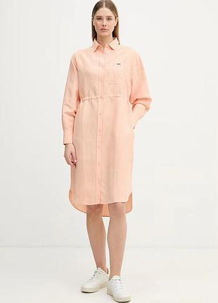 Urbanshop com ua lacoste платье-рубашка с льном оранжевая полосатая ef7604 размеры запитуйте