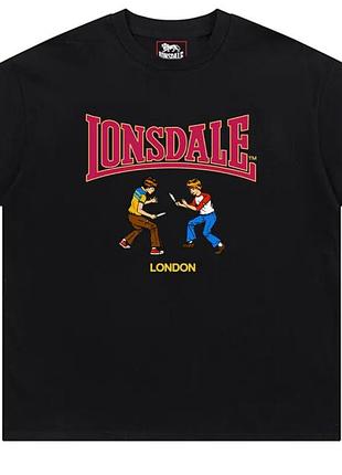 Мужская футболка lonsdale london fight logo унисекс лонсдейл черная