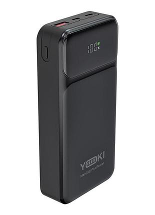 Умб power bank yoki yk-pmc2061 maxcap 20000 mah pd/qc 65w комплектуется практичным кабелем type–c — type–c 20см black