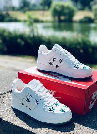 Кроссовки белые кожаные nike air force all white мужские кросовки найк форс