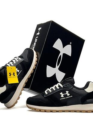 Чоловічі кросівки under armour essential runner чорно білі кроси андер армор есеншіал раннер демісезон 44