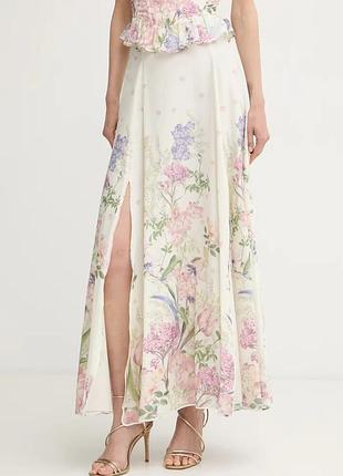 Urbanshop com ua charo ruiz ibiza спідниця із розрізом з бавовною ventine бежева квіти 266402 розміри запитуйте