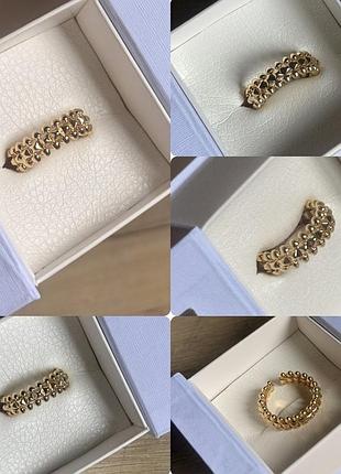 Каблучка clash в стилі cartier не замкнена шикарна шипи під золото позолота 14к клаш кільце перстень акція🔥 обʼємна жіноча картье регульована відкрита