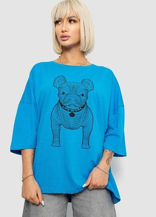 Футболка женская с принтом, цвет голубой, 244r3008