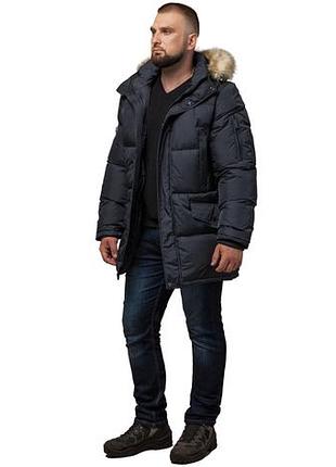 Брендова чоловіча куртка графітова зимова модель 10055 54 (xxl)